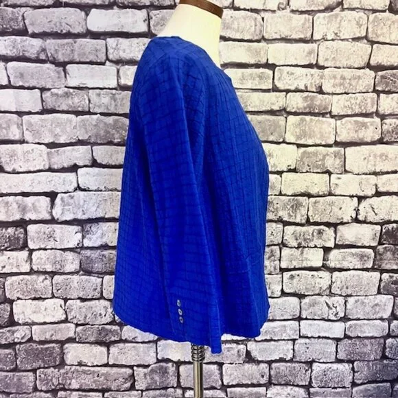 Chico's Blue No Close 3/4 Sleeve Fully Lined Jacket Size M - Picture 8 of 9